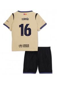 Barcelona Fermin Lopez #16 Jalkapallovaatteet Lasten Vieraspeliasu 2025-26 Lyhythihainen (+ Lyhyet housut)